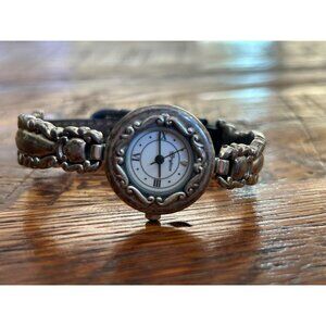 Vintage Brighton Aurora Ladies Watch With Ornate Band With Leather NEEDS BATTERY